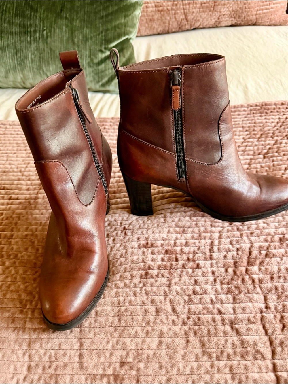 Cole Haan Brown Leather Ankle Boots with Side Zip